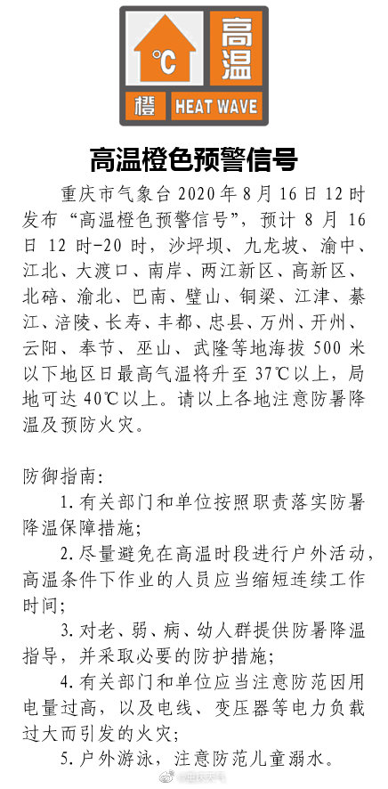 高温橙色预警又来啦！开州最高气温将升至3